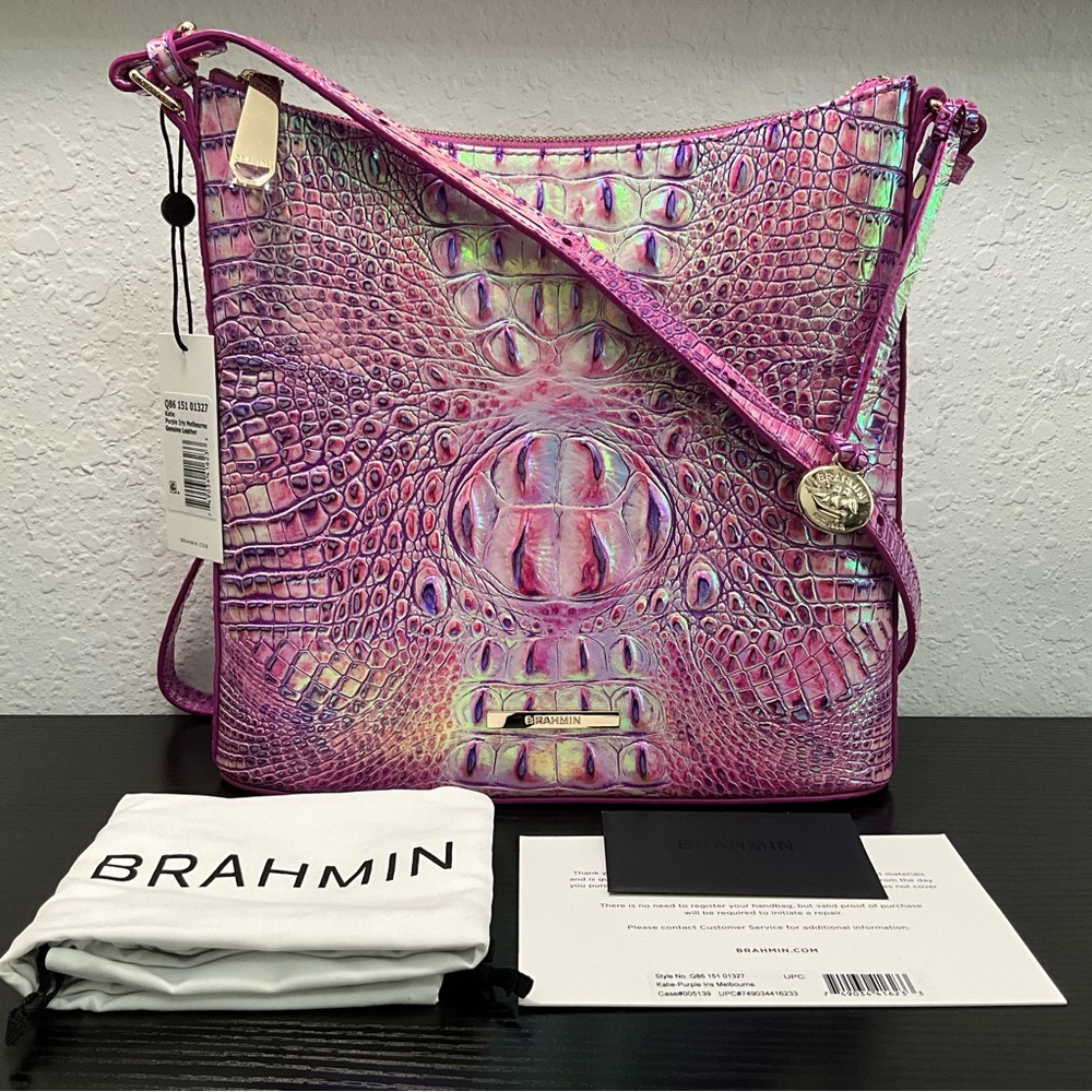 Brahmin Katie PURPLE IRIS MELBOURNE Crossbody Shoulder Bag W/3 Eyes NWT